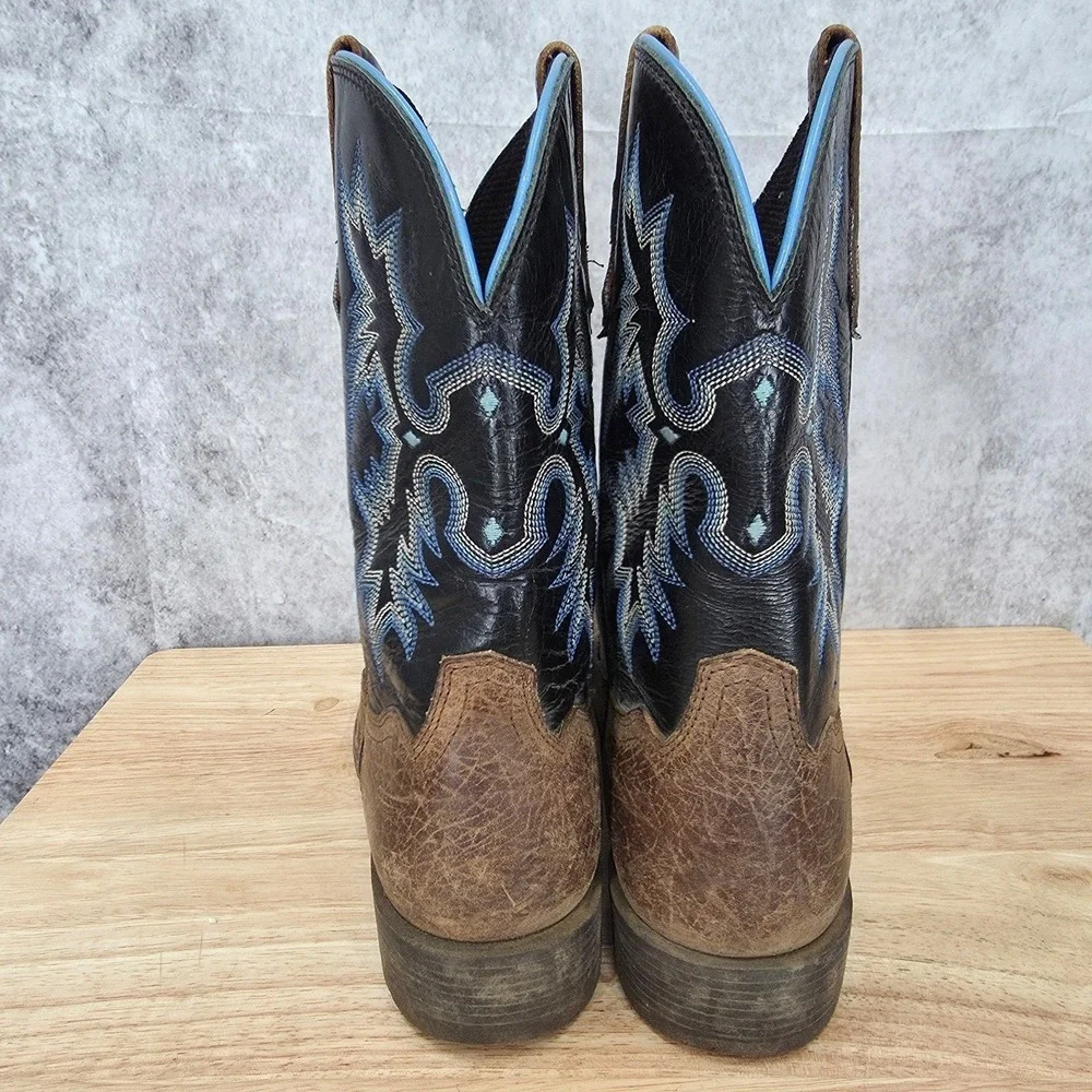 Ariat Cowboy Boots Boys 5 Tombstone Earth Black Blue Stitch Western Rodeo